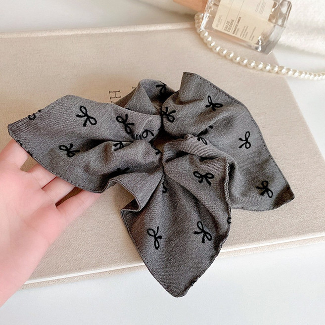 코튼 리본 패턴 곱창 머리끈 2color