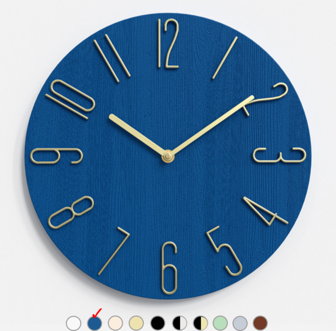 무타공 고정핀 증정 북유럽 예쁜 인테리어 무소음 벽시계, 9.코발트블루