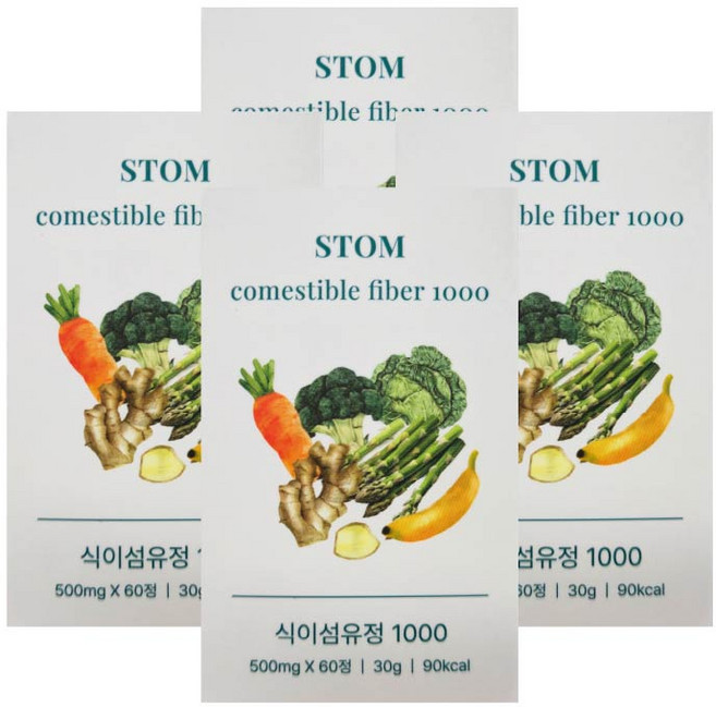 닥터민스 STOM 스톰 식이섬유정 1000 4개월분3+1 542152, 4개, 60정