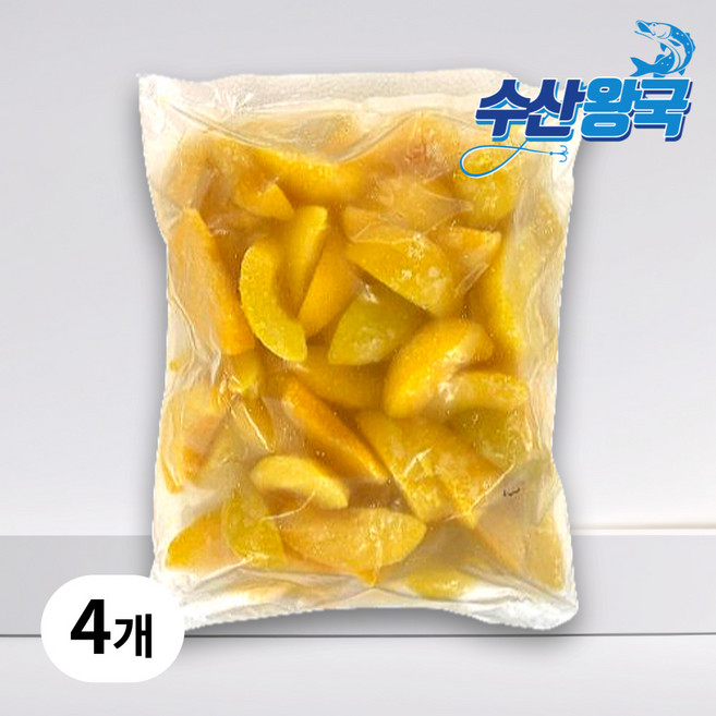 수산왕국 냉동 황도 복숭아 슬라이스, 4개, 1kg