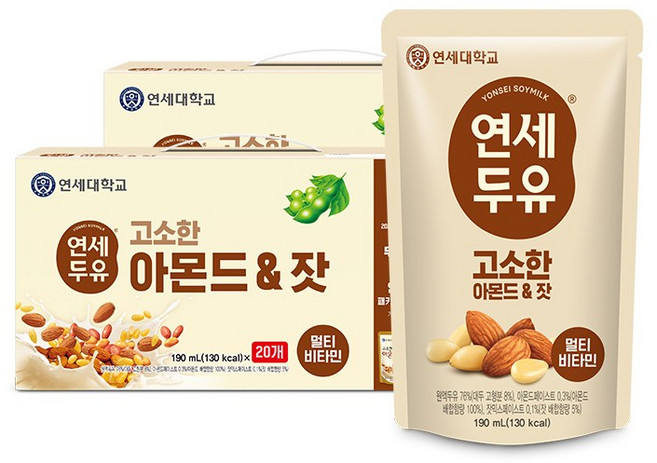 연세두유 아몬드 잣 두유 파우치 190ml, 40개