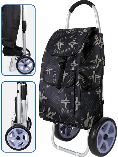 CAMVEREST 대형 바퀴달린 장바구니 캐리어 접이식 쇼핑카트, 1개, 블랙