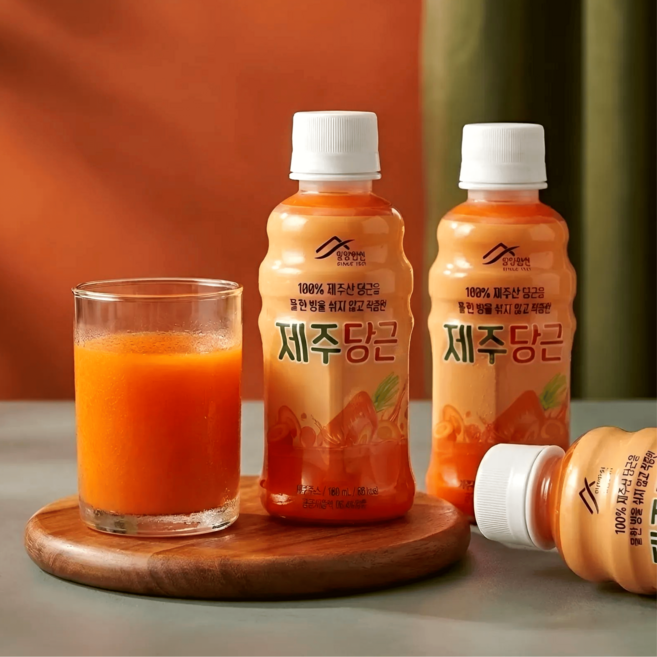 당근 주스 국내산 제주 유기농 100% 착즙, 180ml, 15개