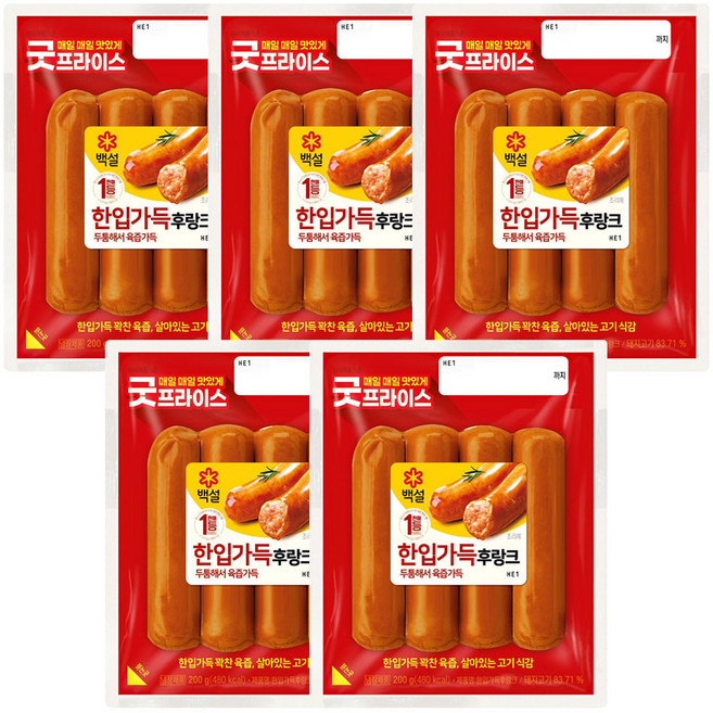 cj 백설 한입가득 후랑크 200g, 5개