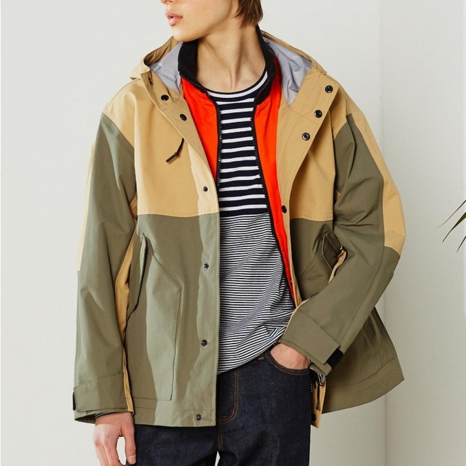 헤지스 남성용 3LAYER 컬러블럭 후드 점퍼