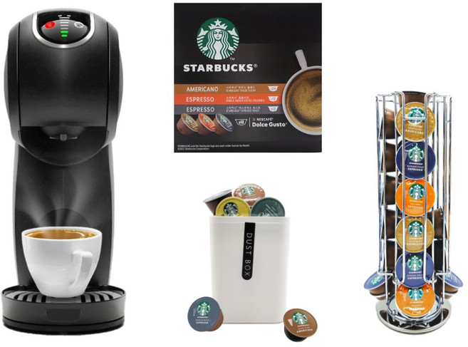 돌체구스토 지니오 S 플러스 캡슐커피머신 블랙, 머신 + 스타벅스 4박스 + 사은품