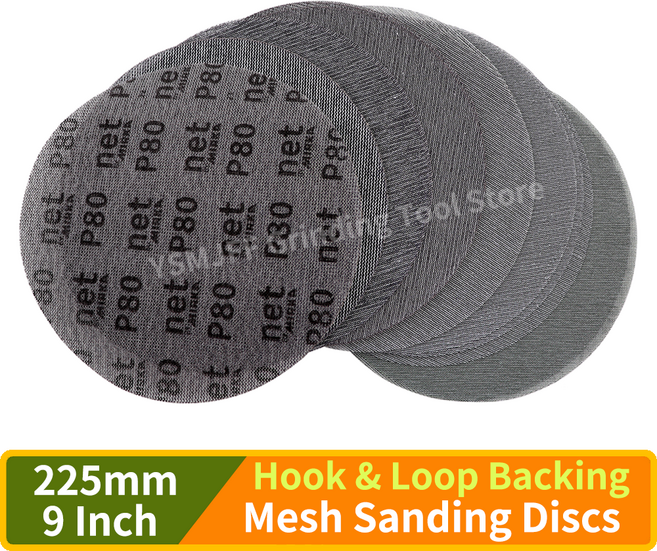 9 인치 메쉬 샌딩 디스크 먼지 방지 블로킹 225mm 그립 P80-P400 연마 용 그릿 자동차 퍼티 마무리, D. 120 Grit, [09] 20PCS