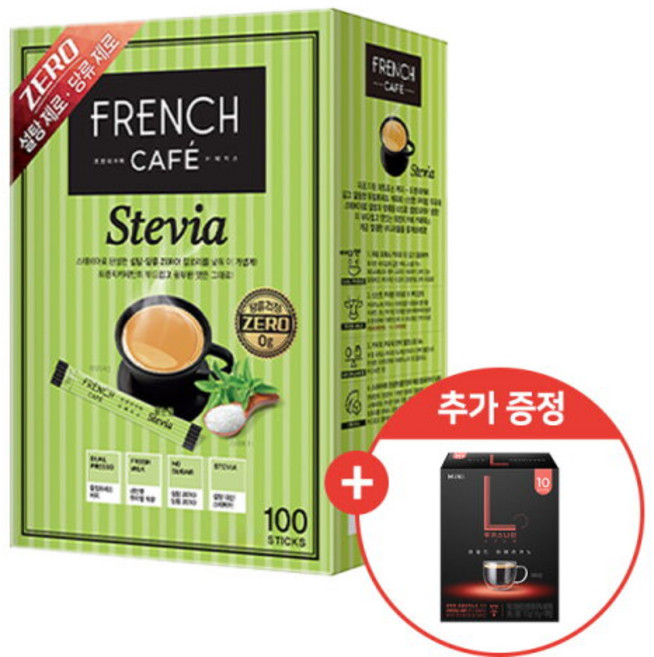 [남양] [추가증정]프렌치카페 스테비아 커피믹스 100T x 1개 + 쁘띠 마일드 아메리카노 10T, 100개입, 10..3g
