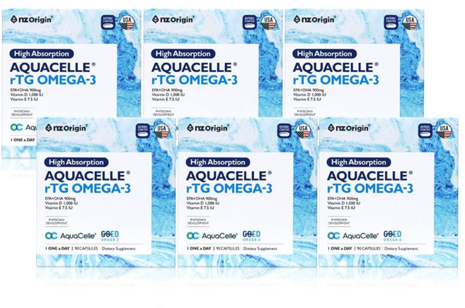 [6통] 엔젯오리진 하이앱솔션 아쿠아셀 rTG 알티지 오메가3 EPA+DHA 비타민D E, 6개, 90정