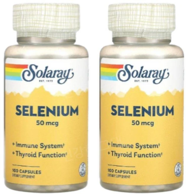 솔라레이 셀레니움 셀레늄 50mcg 100캡슐 2개 셀레니엄 Selenium, 100정 - 쿠팡