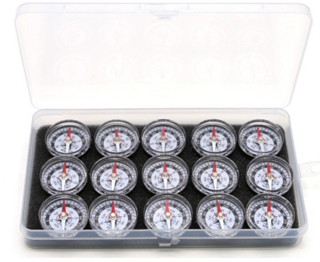 초등과학 실험 플라스틱 미니 나침반 15P/ 교과연계실험 체험학습 산림스포츠 나침판, 1세트, 혼합색상