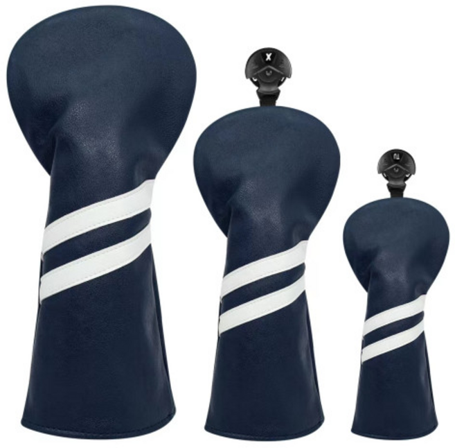 케이디코 스트라이프 골프 드라이버 우드 유틸리티 헤드 커버 세트, 2. 블랙, 1개