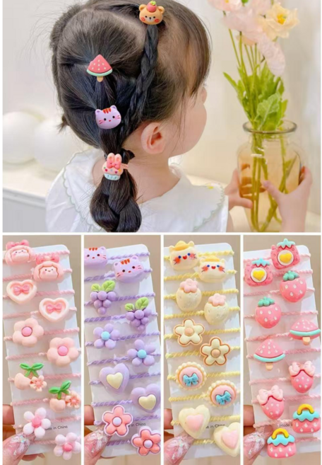 <40개한세트> 다양한 여아 고무줄 고탄력 안아픈 유아 머리끈방울