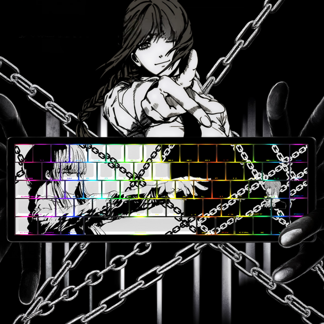 체인소맨 마키마 애니키캡 체리 Wooting 60HE 기계식 키보드 키캡 129키, 블랙