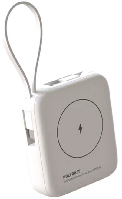 POLYBATT 10000mAh 無線充電行動電源 PC200A, 白色, T10