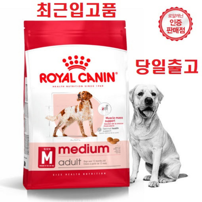 (최근입고품) 로얄캐닌 강아지 사료 미디엄 어덜트 중형견 대형견 면역기능관리 높은소화율 건강한 피모 증정) 헬로오리생선껌1개, 10kg, 1개, 닭+오리