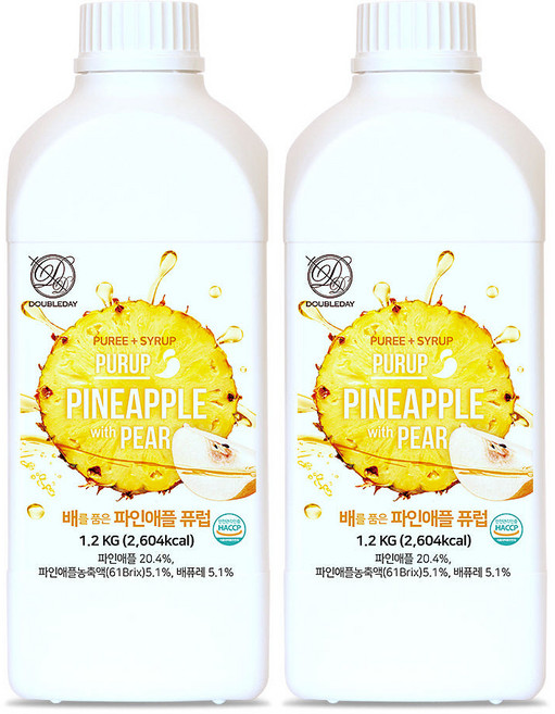 더블데이 파인애플 배 퓨럽 시럽 에이드베이스 하이볼 농축액용, 1.2kg