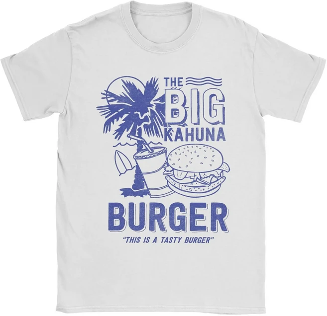 남성 티셔츠 The Big Kahuna Burger Pulp Fiction 쿨 코튼 티셔츠 Quentin Tarantino 티셔츠 크루 넥 의류, 02 L, 10 하얀색