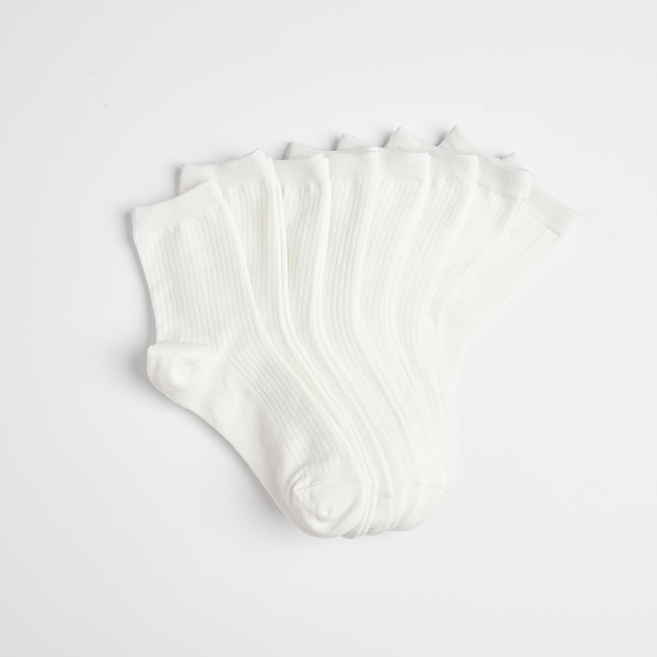 영디어 여성용 무지 골지 중목 양말 8켤레