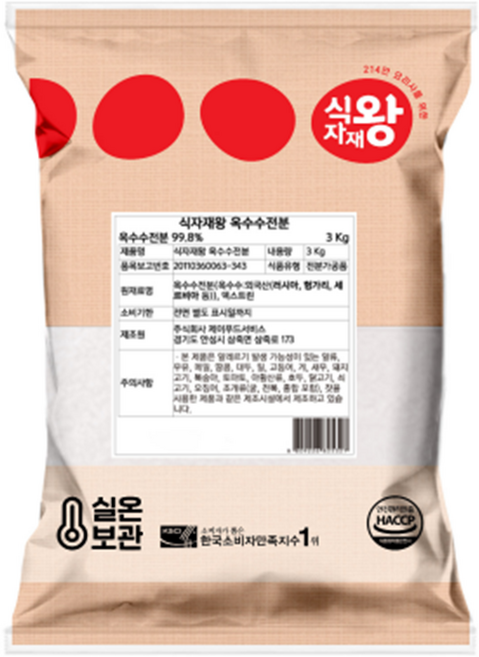 식자재왕 옥수수 전분, 3kg, 3개