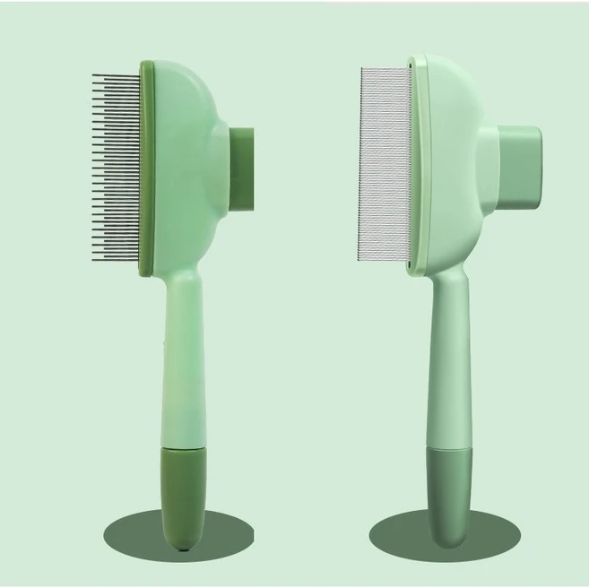 아늑상점 반려동물 원터치 이중모 브러쉬 1+1, 1세트, 그린 - 쿠팡