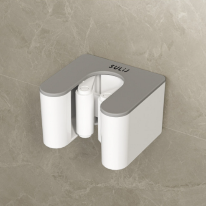 컴윗미 무타공 부착식 청소도구 다용도 걸이, 2개, 그레이, 1구