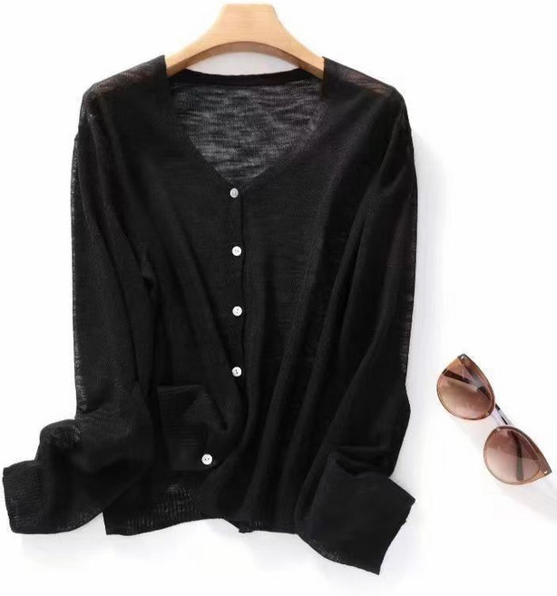 봄여름 니트 가디건 여성 캐주얼 자외선 차단 코트 루즈핏 쿨러 얇은 아우터 여자 니트 상의 LJX