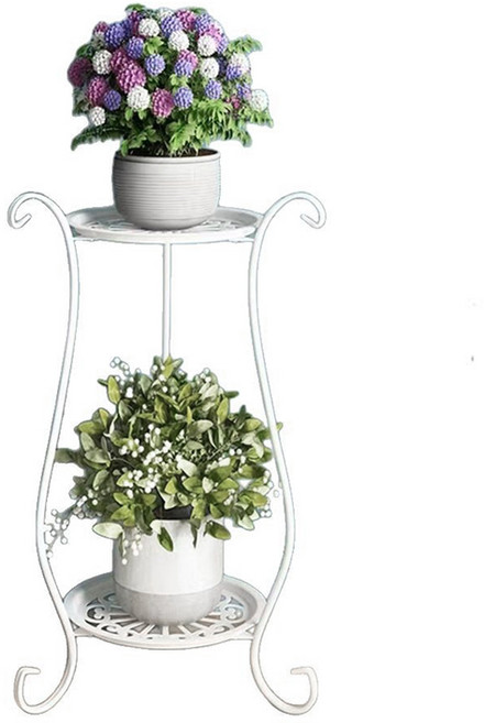 YF 화분받침대 철제 화분정리대 진열대 화분 선반대 거실 베란다 화분대, S-화이트, 2단