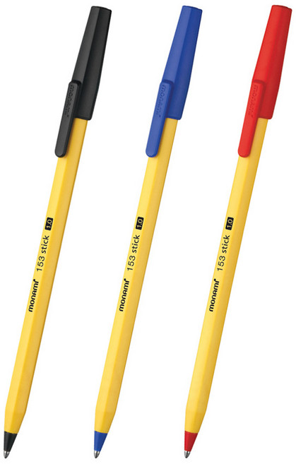 모나미 볼펜 1.0mm 153 스틱 육각형 볼펜, 빨강
