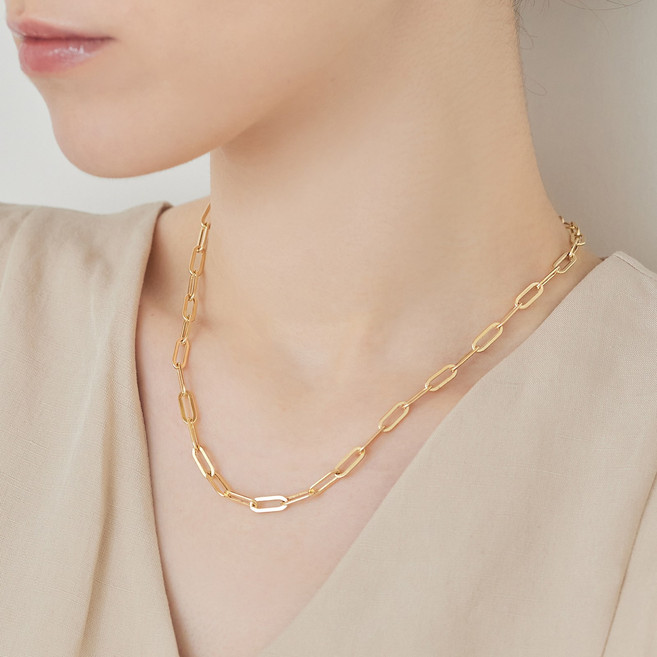 펠리체골드 14K 18K 시그니처 클립 목걸이 (M) (+선물포장) 할로우 체인 금 데일리 골드 클립 여자친구 선물 볼드 기념일