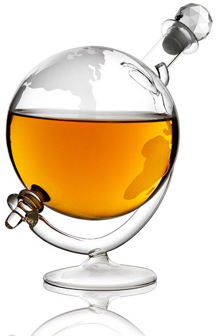 디캔터 유리 용품 붕규산 위스키 높은 홈 인테리어 와인 글로브 디스펜서 용기 바 유리병, 1000ml, 1개