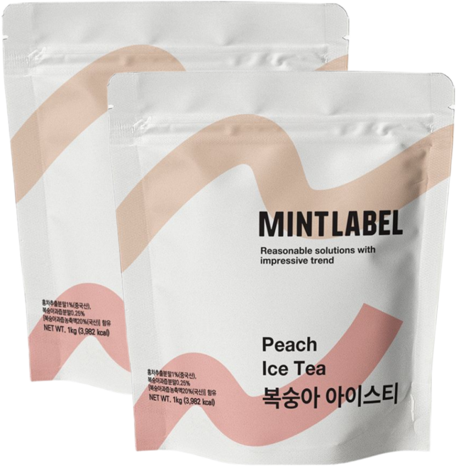 민트라벨 복숭아아이스티 에이드 아이스티 복숭아 파우더, 2개, 1kg