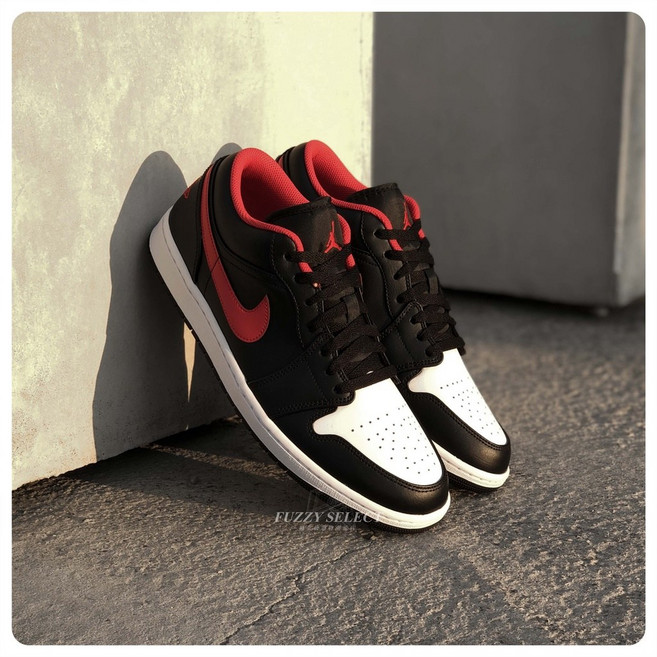 FUZZY Air Jordan 1 Low 男鞋 黑紅白腳趾 553558-063