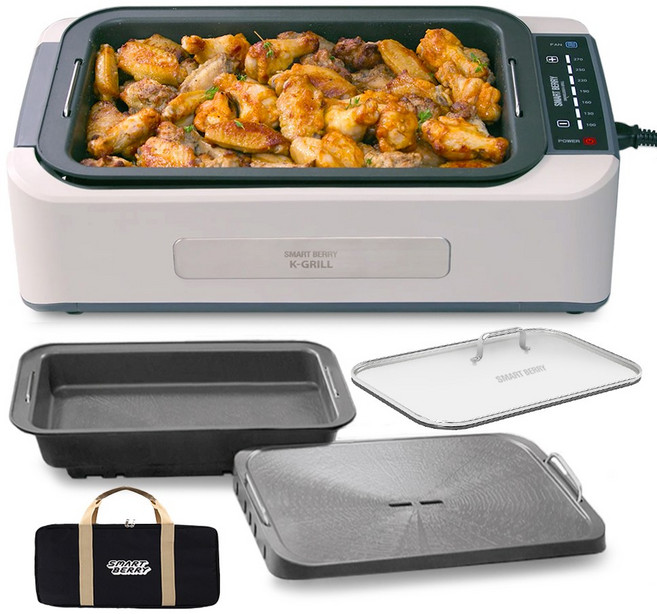 스마트베리 케이 그릴 본체 + 그릴팬 + 전골팬 + 전용뚜껑 + 전원선 + 전용가방, SBG-K01(화이트)