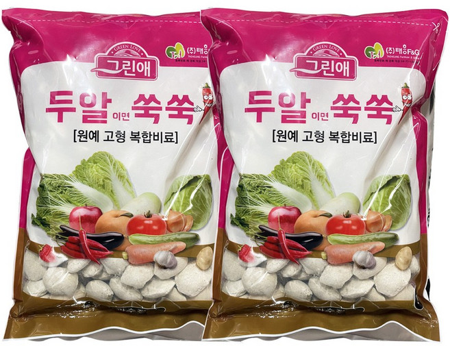 태민농자재 두알이면쑥쑥 5kg x 2묶음 고추고형비료 웃비료 고형복합 퇴비 텃밭