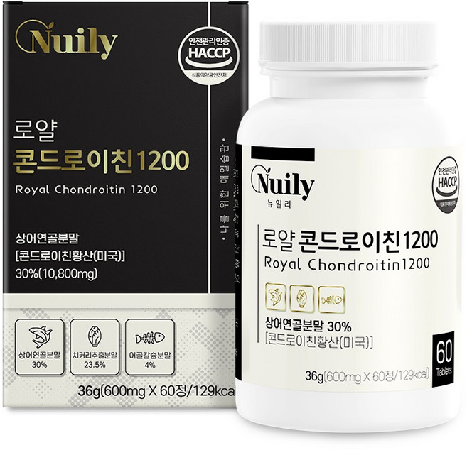 콘드로이친 상어연골분말 로얄 600mg x60정 식약처 인증 해썹, 60정, 1세트