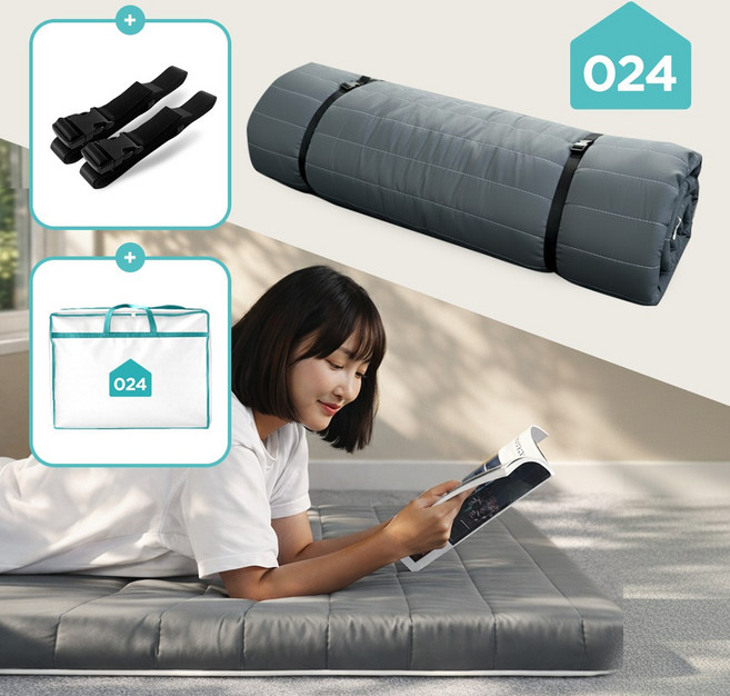 (당일출고+무료반품) 024홈 원룸 침대 바닥 토퍼 접이식 매트리스(보관가방 리뷰 이벤트)