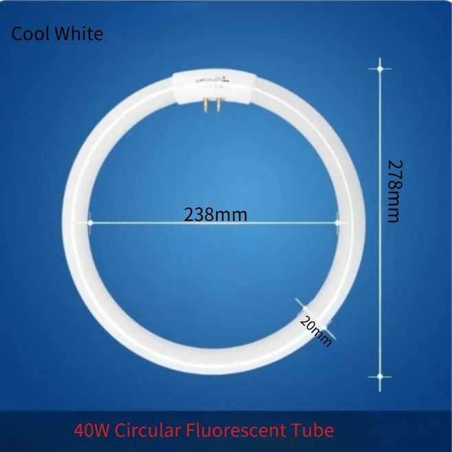 22W/32W/40W/55W 쿨 화이트 원형 형광등 - T5/T6 4핀 삼중형광 에너지 절약 램프, 07 T6-40W OD     27.8cm