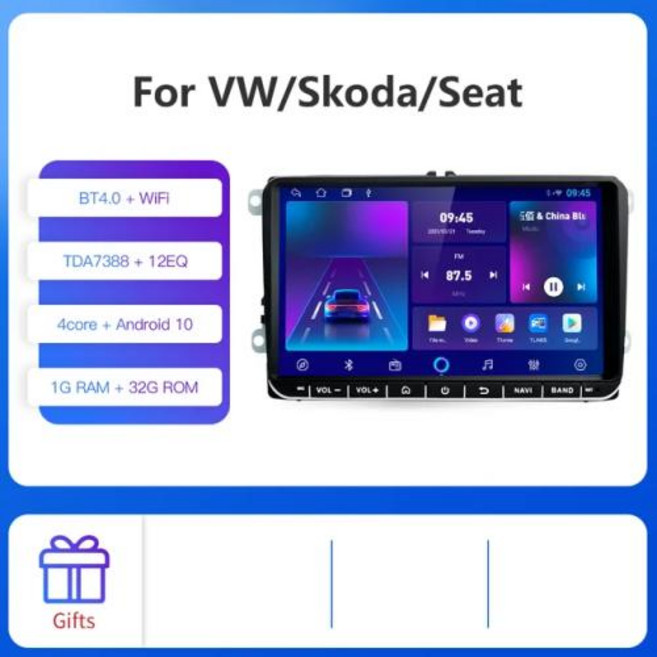 안드로이드 오토 올인원 네비게이션 Kapud VW 폭스바겐 파사트 골프 샤란 티구안 제타 투란용 자동차 라디오 플레이어 스테레오 멀티미디어 카플레이 12, 2) A1 4core1 32
