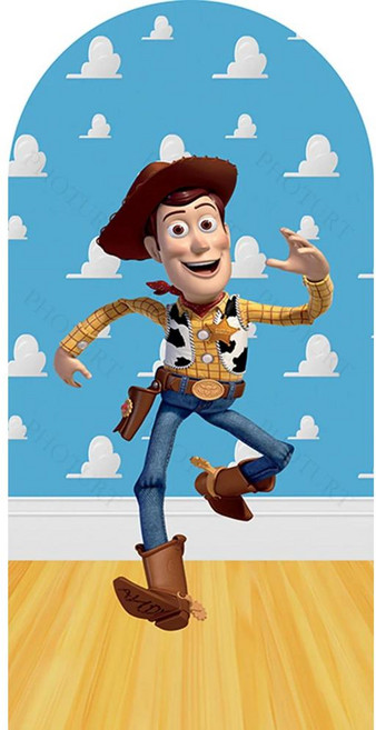 토이 배경 생일 파티 배경막 카우보이 우디 버즈 라이트이어 폴리에스터 배너 사진 촬영 소품, 1개, 7. 07 / G. 4.6x7.2ft(140x22...