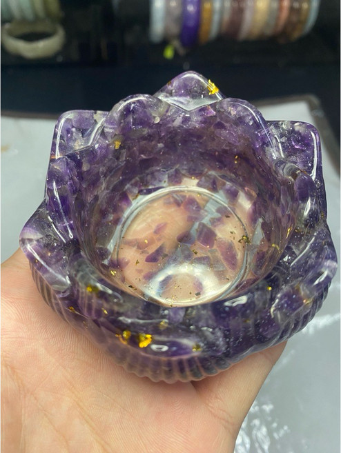 紫水晶蓮花座 居家擺飾 能量聚寶盆