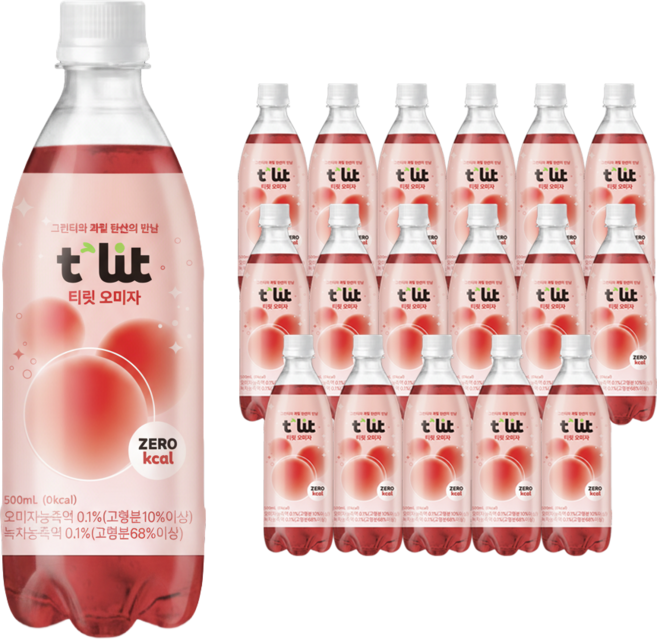 티릿 오미자 제로 탄산음료 에너지 드링크 타우린 비타민B 나이아신 녹차 저칼로리 헬시 탄산 대용량, 24개, 500ml