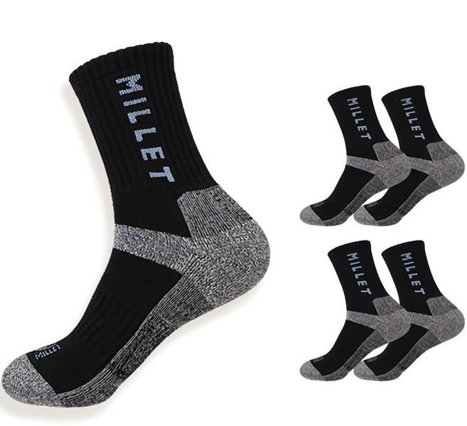 밀레 남성용 장목 등산 양말 5족, 블랙, 1세트