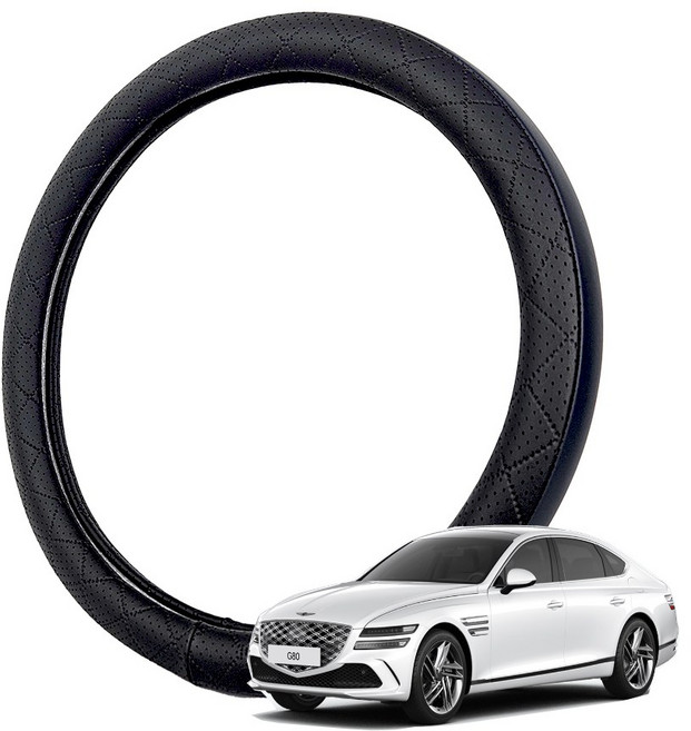 딜온 프리미엄 엠보형 타공 듀얼라인 국내생산 핸들커버, G80 모노블랙