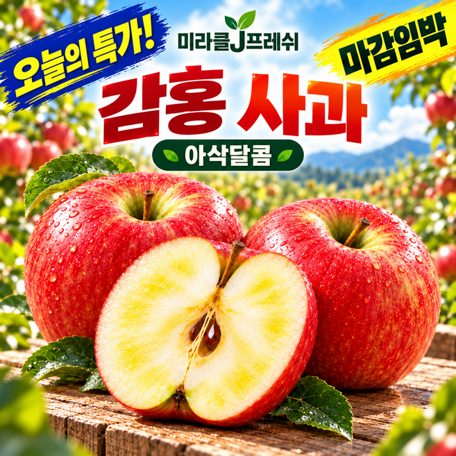 [한정특가] 아삭달콤 제철과일 감홍사과 햇사과, 1박스, 5kg