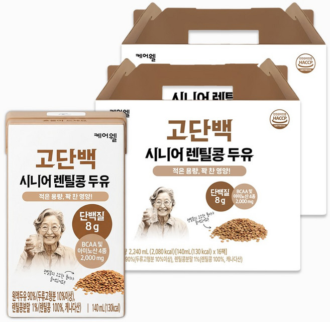 케어웰 고단백 시니어 렌틸콩 두유 선물세트, 2세트, 2.24L