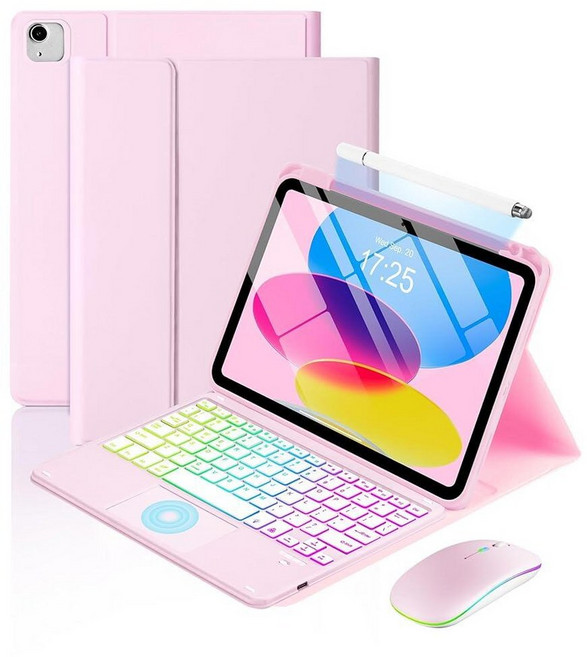MePadKey Touchpad Keyboard Case for iPad A16 11th/10th Generation/Air 11 inch M4 M3 M2/Air 5th 4th, Light Pink
