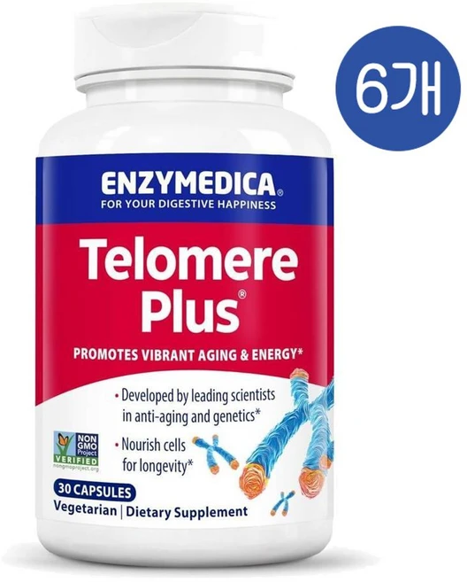 엔자이메디카 텔로미어 플러스 엔자임 서포트 캡슐 Enzymedica Telomere Plus, 30정, 6개 - 쿠팡