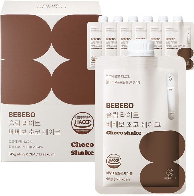 베베보 단백질 쉐이크 초코맛 고단백 저당 다이어트 식사대용 45g, 1개, 7회분