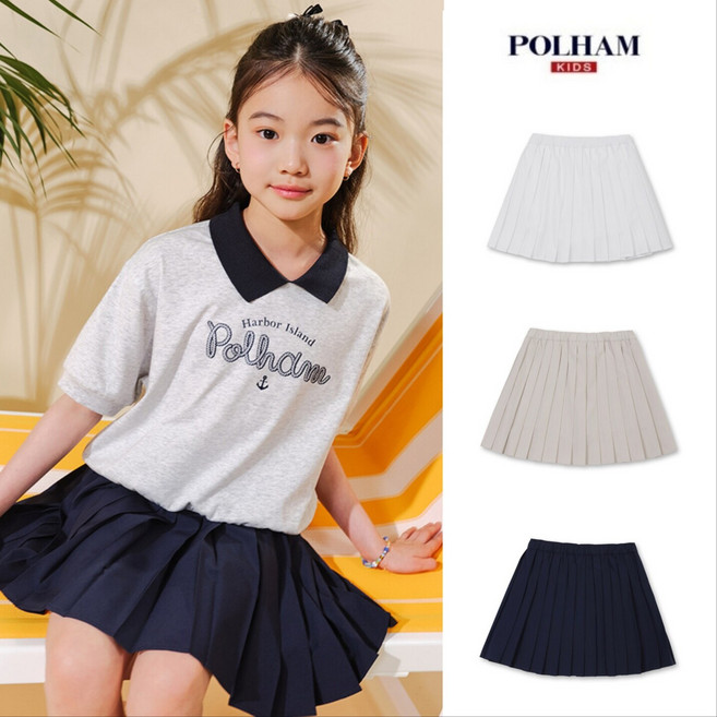 폴햄키즈 여아)화섬 플리츠 스커트_CC